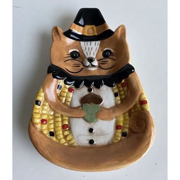 Johanna Parker Fall Harvest Critter Shaped Plate Chipmunk Candy Dish 5" NEW - Picture 1 of 11